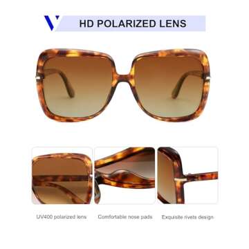 Trendy Oversized Polarized Square 70s Sunglasses for Women