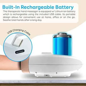 SereneLife Electric Compression Hand Massager - Electric Acupressure Palm Hand Massager w/Air Pressure Heat Compress for Arthritis, Carpal Tunnel, Hand Pain Relief, Finger Numbness (White)