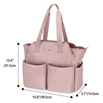 Fasrom Teacher Bag for Work Women, Large Utility Tote Bag with Laptop Compartment for Teacher Essentials (Empty Bag Only), Pink