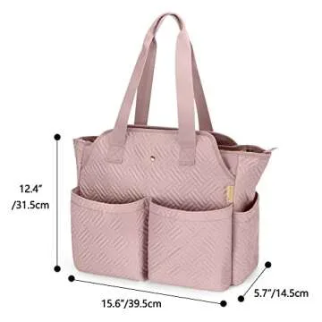 Fasrom Teacher Bag for Work Women, Large Utility Tote Bag with Laptop Compartment for Teacher Essentials (Empty Bag Only), Pink