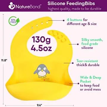 NatureBond Waterproof Baby Bibs, Silicone Weaning Bibs for Babies & Toddlers, Set of 2 w/Carry Pouch...