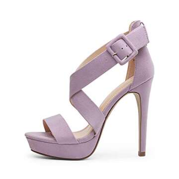 DREAM PAIRS Womens Baby Blue Suede Cross Strap Open Toe High Stilettos Party Pump Platform Heel Sandal, C-Light/Purple/Suede - 6 (Charlotte)