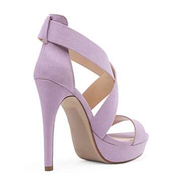 DREAM PAIRS Womens Baby Blue Suede Cross Strap Open Toe High Stilettos Party Pump Platform Heel Sandal, C-Light/Purple/Suede - 6 (Charlotte)