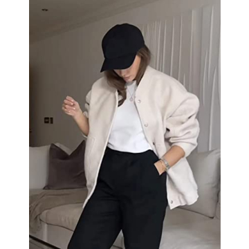 Gihuo Women's Oversized Wool Blend Jacket 2023 Beige