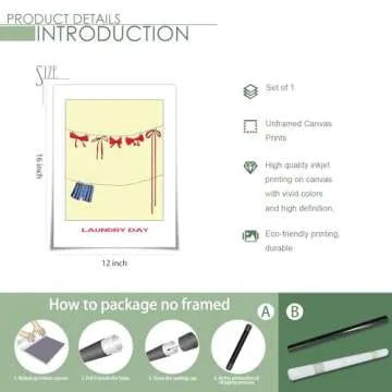 zphvaqd Vintage Red Bow Canvas Wall Art Poster ，Trendy Print Laundry Room Art，Coquette Pictures，French Art，Preppy Gifts for Girls Apartment Decor for Bedroom Living Room 12 x 16 in Unframed