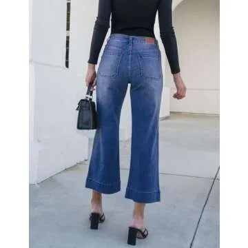 Luvamia Wide Leg Jeans for Women - Trendy High Waisted Flare Denim