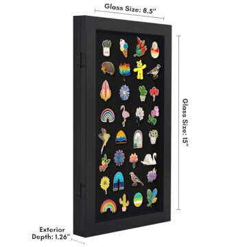 Americanflat 15x8.5 Pin Display Case - Ideal for Enamel Pins, Medals, Jewelry, Memorabilia - Silhoue...