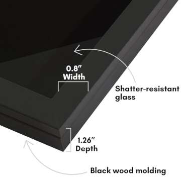 Americanflat 15x8.5 Pin Display Case - Ideal for Enamel Pins, Medals, Jewelry, Memorabilia - Silhouette Collection - Black Pin Collection Display with Shatter-Resistant Glass for Wall Decor