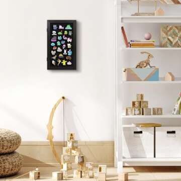 Americanflat 15x8.5 Pin Display Case - Ideal for Enamel Pins, Medals, Jewelry, Memorabilia - Silhouette Collection - Black Pin Collection Display with Shatter-Resistant Glass for Wall Decor