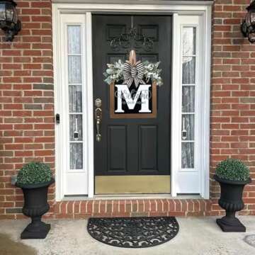 16'' Personalized Last Name Welcome Sign, Door Wreaths for Front Door Outside, Spring Wreath for Front Door Decor, Farmhouse New Home Gifts for Home (M)