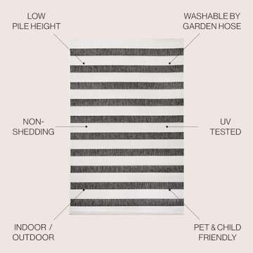 JONATHAN Y SMB112B-5 Aveiro Wide Stripe Indoor/Outdoor 5 ft. x 8 ft. Area Rug, Bohemian, Coastal, Me...