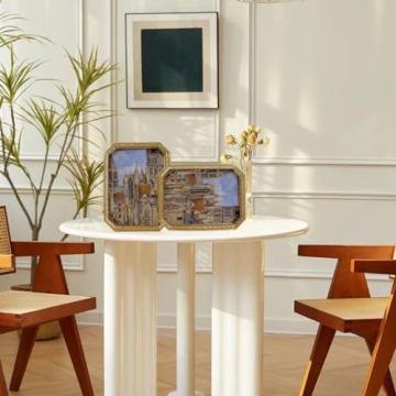 SIKOO Vintage 5×7 Gold Picture Frame Antique Ornate Photo Frame Tabletop and Wall Hanging with High Definition Glass Front for Home Décor,Retro Photo Gallery, Old-Fashioned Art