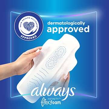 Always Infinity Feminine Pads for Women, Size 5 Extra Heavy Overnight, with wings, unscented, 22 Count x 3 Packs (66ct Total)