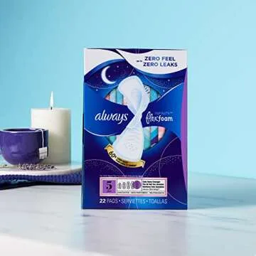 Always Infinity Feminine Pads for Women, Size 5 Extra Heavy Overnight, with wings, unscented, 22 Count x 3 Packs (66ct Total)