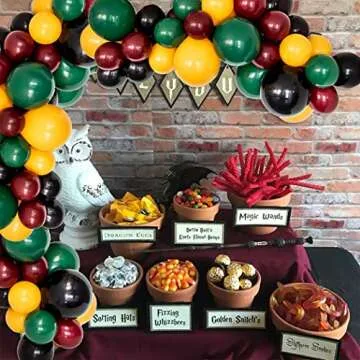 Magic Wizard School Balloons Garland Arch Kit, 103Pack Green Yellow Black Burgundy Round Balloons for Baby Kids Birthday Party Baby Shower Potter Theme Party Supplies