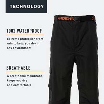 Grundéns Men’s Full Share Pant | Waterproof, Breathable, Black, X-Small