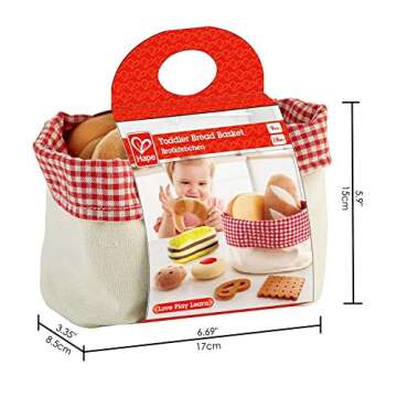 Hape Toddler Bread Basket |Soft Pretend Food Playset for Kids, Bread Toy Basket Includes Toast, Jam Cookie, Cake, Soda Biscuit and More