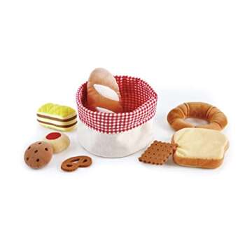 Hape Toddler Bread Basket |Soft Pretend Food Playset for Kids, Bread Toy Basket Includes Toast, Jam Cookie, Cake, Soda Biscuit and More