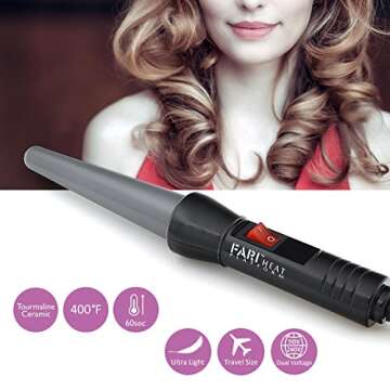 FARI Travel Mini Hair Curling Iron - Dual Voltage & Fast Heating