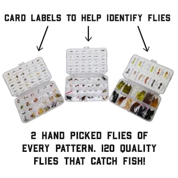 Smitty's Fly Box with 120 Essential Trout Flies Collection