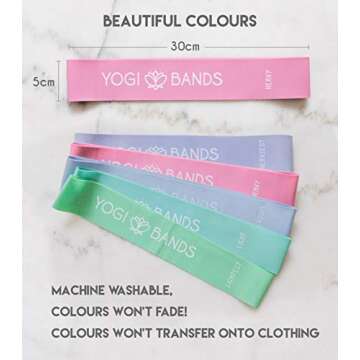 Yogi Bands by XNM Creations - Resistance Loop Exercise Fitness Workout Bands - Set of 5 - Pastel Colours