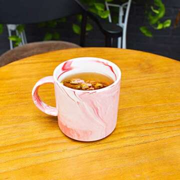 Marbling Ceramic Coffee Mug, Tea Cup for Office and Home, 13 Oz, Dishwasher and Microwave Safe (Pink...