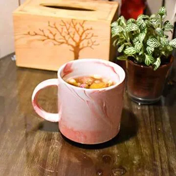 Stylish Marble Ceramic Coffee Mug, 13 Oz for Home and Office