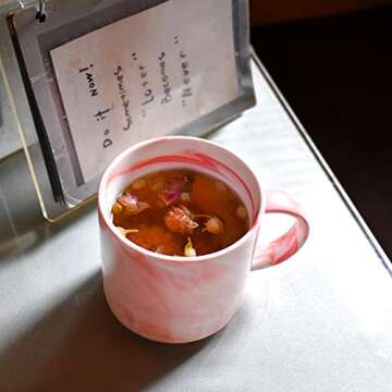 Marbling Ceramic Coffee Mug, Tea Cup for Office and Home, 13 Oz, Dishwasher and Microwave Safe (Pink, 1)