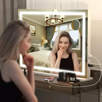 HASIPU Lighted Makeup Mirror - Dimmable & Stylish
