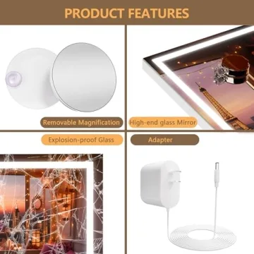 HASIPU Lighted Makeup Mirror - Dimmable & Stylish