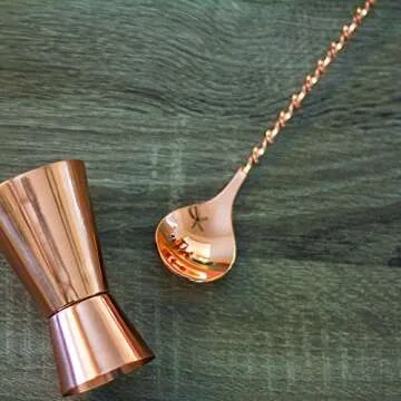Copper Bar Spoon - Twisted Design, 10.5" Copper Plated