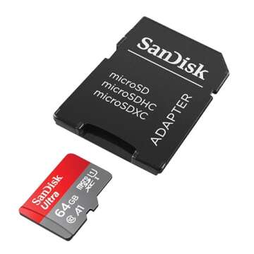 SanDisk 64GB Ultra microSDXC -I Memory Card with Adapter - 120MB/s, C10, U1, Full HD, A1, Micro SD C...