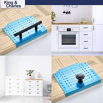 King&Charles Cabinet Hardware Template with Center Punch, Cabinet Handle Template Tool - Use for Handles Knobs Pulls on Drawers/Doors, Hardware Installation Perfect Match Kit.
