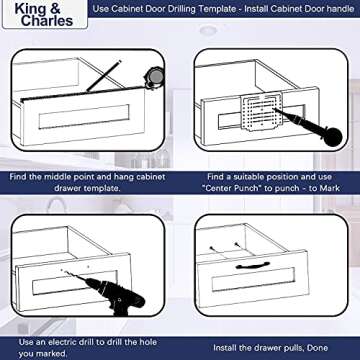 King&Charles Cabinet Hardware Template with Center Punch, Cabinet Handle Template Tool - Use for Handles Knobs Pulls on Drawers/Doors, Hardware Installation Perfect Match Kit.