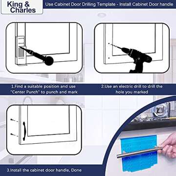 King&Charles Cabinet Hardware Template with Center Punch, Cabinet Handle Template Tool - Use for Handles Knobs Pulls on Drawers/Doors, Hardware Installation Perfect Match Kit.