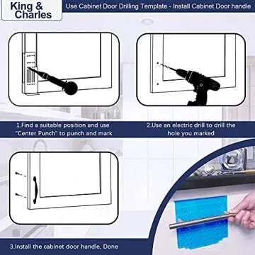 King&Charles Cabinet Hardware Template with Center Punch, Cabinet Handle Template Tool - Use for Handles Knobs Pulls on Drawers/Doors, Hardware Installation Perfect Match Kit.