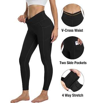YOUNGCHARM Women's 4 Pack Leggings with Pockets