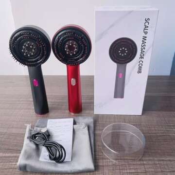 Red Hair Massager, Scalp Massager, Multi-Function Electric Scalp Massage Comb for Hair, Cordless Waterproof Oil Diffuser Massage Comb (Red)