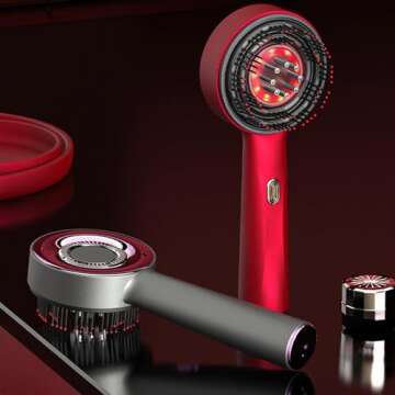 Red Hair Massager, Scalp Massager, Multi-Function Electric Scalp Massage Comb for Hair, Cordless Waterproof Oil Diffuser Massage Comb (Red)