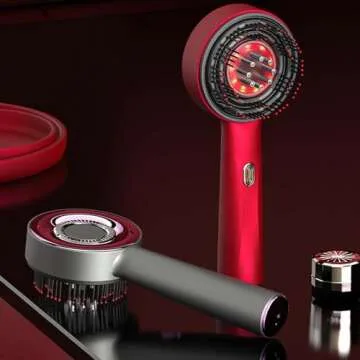 Red Hair Massager, Scalp Massager, Multi-Function Electric Scalp Massage Comb for Hair, Cordless Waterproof Oil Diffuser Massage Comb (Red)