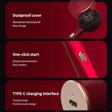 Red Hair Massager, Scalp Massager, Multi-Function Electric Scalp Massage Comb for Hair, Cordless Waterproof Oil Diffuser Massage Comb (Red)