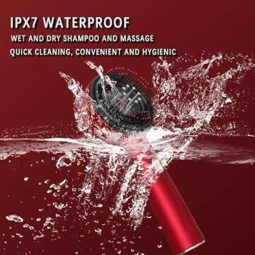 Red Hair Massager, Scalp Massager, Multi-Function Electric Scalp Massage Comb for Hair, Cordless Waterproof Oil Diffuser Massage Comb (Red)