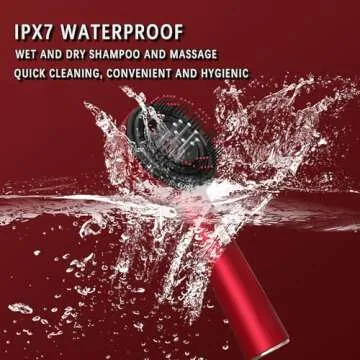 Red Hair Massager, Scalp Massager, Multi-Function Electric Scalp Massage Comb for Hair, Cordless Waterproof Oil Diffuser Massage Comb (Red)