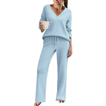 Ekouaer Women's Fuzzy Fleece Lounge Set - Cozy 2 Piece Outfits