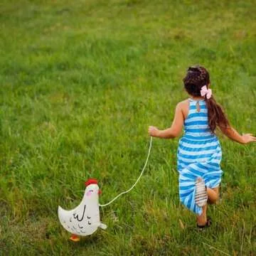 Generic 6Pcs Walking Pet Chicken Foil Balloons for kids gift,Standing Animal Mylar Balloon,Supplies Animal Theme Birthday Party Decorations Baby Shower (3Pcs white chicken 3Pcs black chicken)