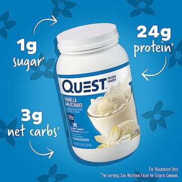 Quest Nutrition Vanilla Milkshake Protein Powder, 24g of Protein, 1g of Sugar, Low Carb, Gluten Free...
