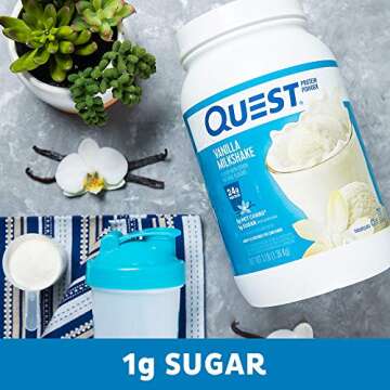 Quest Nutrition Vanilla Milkshake Protein Powder, 24g of Protein, 1g of Sugar, Low Carb, Gluten Free, 3 Pound, 43 servings