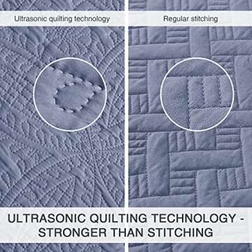 Love's cabin Quilts for Queen Bed Blue Bedspreads - Soft Bed Summer Quilt Lightweight Microfiber Bedspread- Modern Style Coin Pattern Coverlet for All Season - 3 Piece (1 Quilt, 2 Pillow Shams)