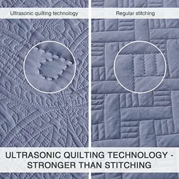 Love's cabin Quilts for Queen Bed Blue Bedspreads - Soft Bed Summer Quilt Lightweight Microfiber Bedspread- Modern Style Coin Pattern Coverlet for All Season - 3 Piece (1 Quilt, 2 Pillow Shams)