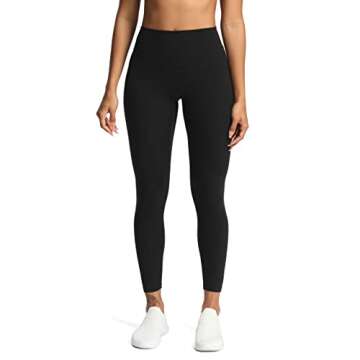 Aoxjox High Waisted Workout Leggings for Women Tummy Control Buttery Soft Yoga Metamorph Deep V Pants 27" (Black, Small)